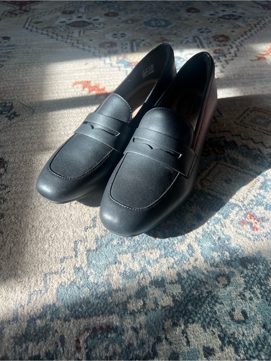 Clarks Black Penny Loafers with Low Block Heel main image 4